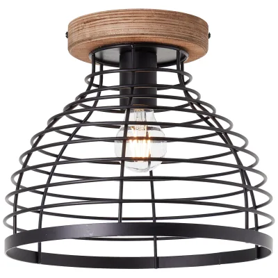 Brilliant Avia Deckenleuchte 30cm schwarz/holz, Metall/Holz, 1x A60, , 52 W