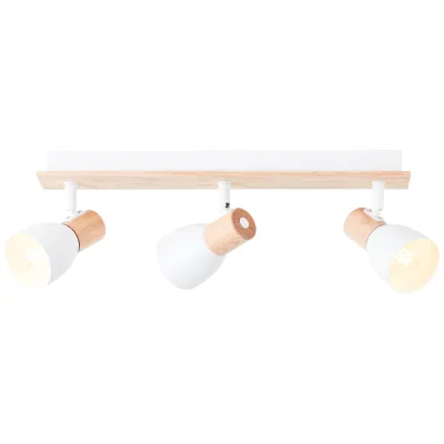 Brilliant Daintree Spotbalken 3flg weiß/natur, Metall/Holz, 3x D45, E14, 28 W