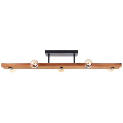 Brilliant Deckenleuchte Mertes Deckenlampe, E27, 115 x 12,5 cm, Holz/Metall, braun/schwarz