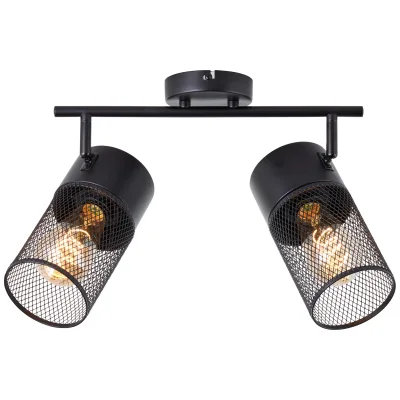 Brilliant Kamolo Spotrohr 2flg schwarz matt, Metall, 2x A60, E27, 40 W