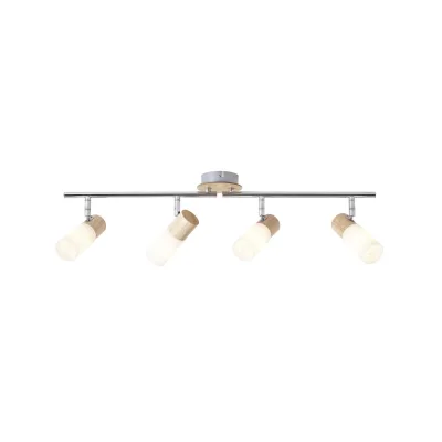 BRILLIANT Lampe Babsan Spotrohr 4flg holz hell/weiß   4x C35, E14, 3.5W, geeignet für Kerzenlampen (nicht enthalten)   Köpfe schwenkbar / Arme drehbar