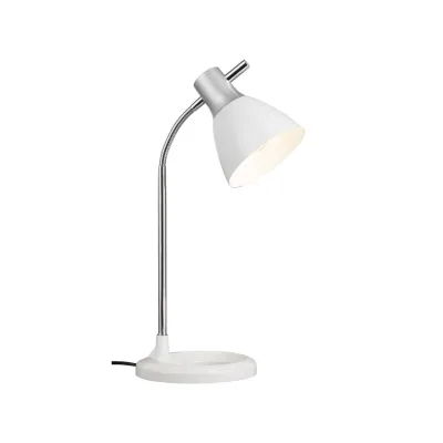 BRILLIANT Lampe Jan Tischleuchte silber/weiß   1x A60, E27, 40W, geeignet für Normallampen (nicht enthalten)   Mit Druckschalter am Kopf