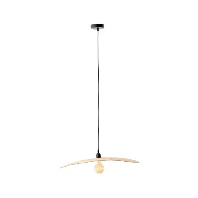 BRILLIANT Lampe, Jefter Pendelleuchte 1flg schwarz/natur, 1x A60, E27, 52W, Kabel kürzbar / in der Höhe einstellbar