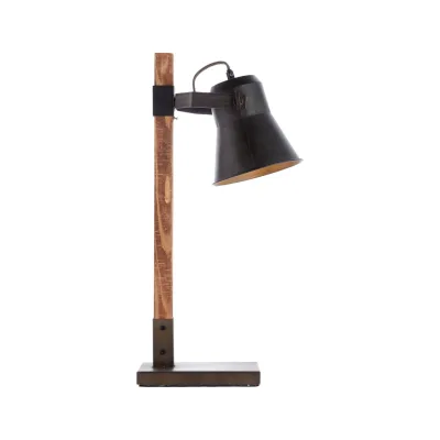 BRILLIANT Lampe Plow Tischleuchte schwarz stahl/holz   1x A60, E27, 10W, geeignet für Normallampen (nicht enthalten)   Mit Schnurzwischenschalter