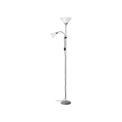 BRILLIANT Lampe Spari Deckenfluter Lesearm silber/weiß   1x A60, E27, 60W, geeignet für Normallampen (nicht enthalten)   Mit Schnurzwischenschalter