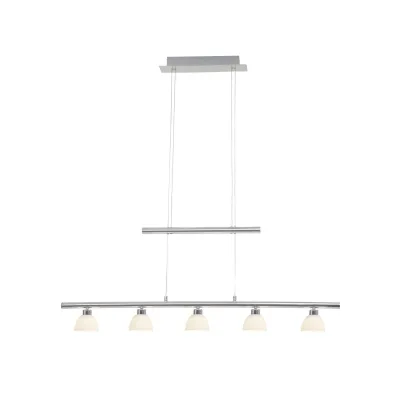 BRILLIANT Lampe Tonja LED Pendelleuchte 5flg chrom/weiß   5x 5W LED integriert (COB), (285lm, 3000K)   Höhenverstellbar durch Gegengewicht