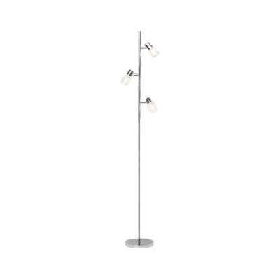BRILLIANT Lampe Lea LED Standleuchte 3flg eisen/chrom   3x LED-D45, E14, 4W LED-Tropfenlampe inklusive, (450lm, 2700K)   Mit Fußschalter