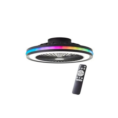 Brilliant LED-Deckenlampe mit Ventilator - 46, 5 cm, Schwarz, Metall & Kunststoff, Dimmbar, RGB & CCT-Farbsteuerung, mit Fernbedienung