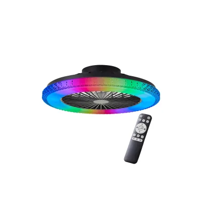 Brilliant LED Deckenlampe mit Ventilator, 49 cm Ø - RGB-Frontlicht & CCT-Zentralbeleuchtung, dimmbar, mit Farbwechsel & Fernbedienung