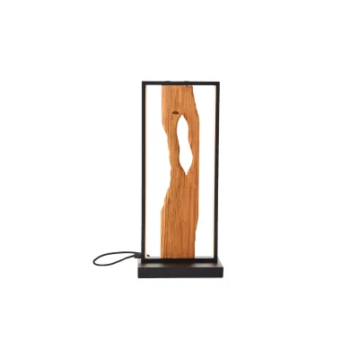 Brilliant LED Tischleuchte 50cm Brilliant Tischlampe LED Tischlampe schwarz/holz, Aluminium/Metall/Holz, Dekolampe Holz mit Kabel, Deko Tischlampe, Modern Lamp, Wood Desk Lamp, 1x LED Integriert