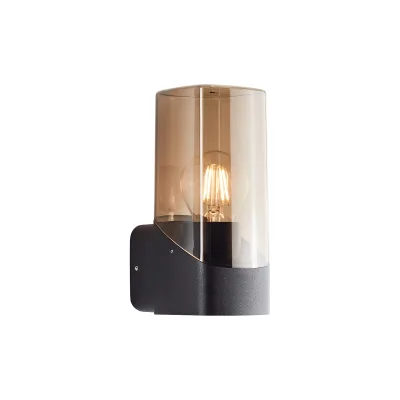Brilliant Minou Außenwandleuchte IP44 - Wandleuchte außen schwarz/Rauchglas E27 - Standard & LED Leuchtmittel geeignet - Wetterfeste Außenleuchte modern für Hauswand, Terrasse, Eingang - 20cm hoch