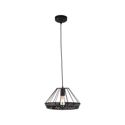 BRILLIANT Tory Pendelleuchte 1flg schwarzmatt/rattan Innenleuchten,Pendelleuchten   1x A60, E27, 40W, geeignet für Normallampen (nicht enthalten)   In der Höhe einstellbar / Kabel kürzbar