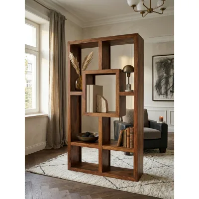 Bücherregal – Naturholz, 90x180 cm, Massiv, Ablagefächer, Landhausstil