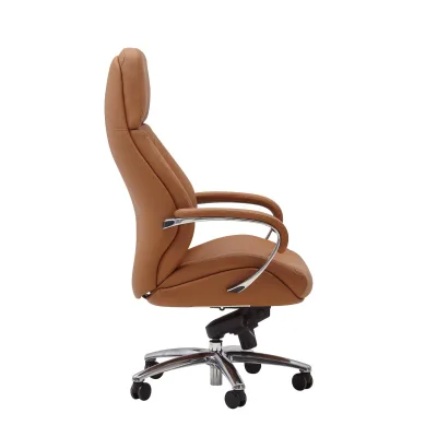 Bürostuhl FineBuy Chefsessel Echtleder Caramel Ergonomisch XXL Drehstuhl 120 kg