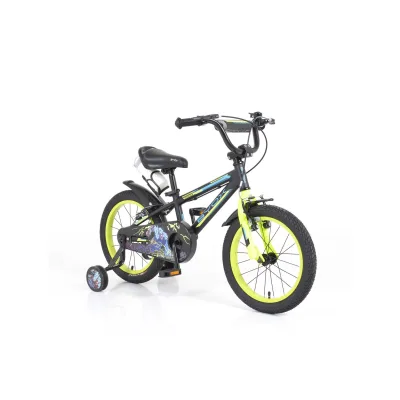 Byox Kinderfahrrad Monster 16 Zoll schwarz, Stützräder, Metall-Rahmen, Klingel