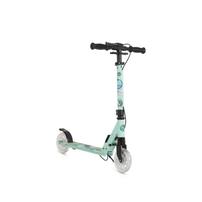 Byox Kinderroller Snazzy faltbar Hinterradbremse Seitenständer LED-Räder 100 kg grün