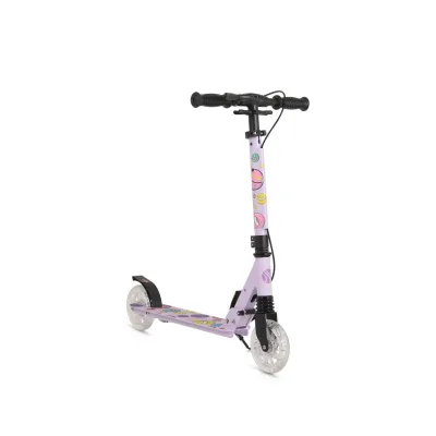 Byox Kinderroller Snazzy faltbar Hinterradbremse Seitenständer LED-Räder 100 kg lila