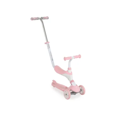 Byox Kinderroller Tristar 3 in 1 Roller Rutscher Schiebestange PU Räder ABEC-5 rosa weiß