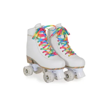 Byox Rollschuhe Donna weiß, PU-Rollen mit Glitzer, ABEC-5 Lager, Größe L (39-42)