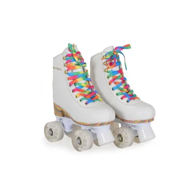 Byox Rollschuhe Donna weiß, PU-Rollen mit Glitzer, ABEC-5 Lager, Größe S (31-34)
