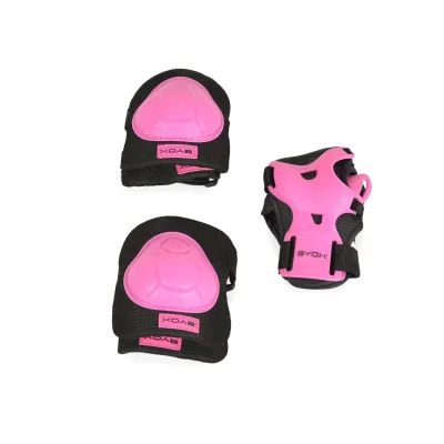 Byox Schutzausrüstung H110 Protektoren Ellenbogen- Handgelenk- und Knieschützer pink