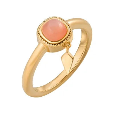 cai Ring 925 Silber vergoldet orange Mondstein