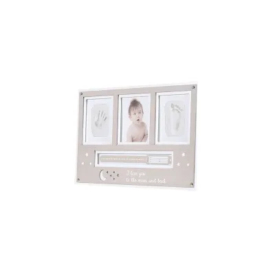 Cangaroo Baby Hand- und Fußabdruckset, Fotorahmen aus Holz, für 2 Abdrücke beige