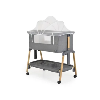 Cangaroo Babybett, Beistellbett Adoro, verstellbar, Matratze, Moskitonetz, Räder grau