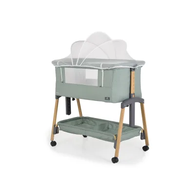 Cangaroo Babybett, Beistellbett Adoro, verstellbar, Matratze, Moskitonetz, Räder grün