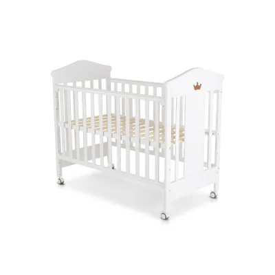 Cangaroo Babybett Wing 120 x 60 cm Gitterbett Buchenholz Räder 3 Höhenpositionen weiß