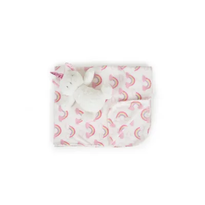 Cangaroo Babydecke 90 x 75 cm mit Plüschtier kuschelige Babydecke Krabbeldecke pink