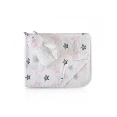 Cangaroo Babydecke 90 x 75 cm mit Plüschtier kuschelige Babydecke Krabbeldecke rosa