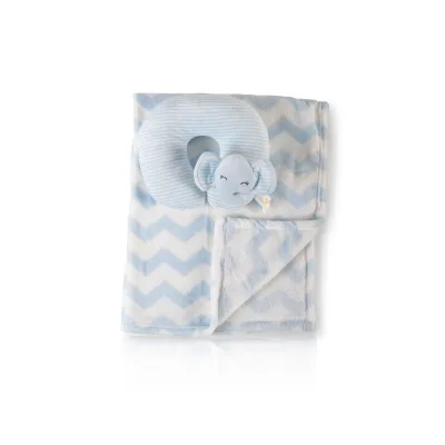 Cangaroo Babydecke Sammy Größe 90 x 75 cm kuschelige Babydecke Nackenkissen blau
