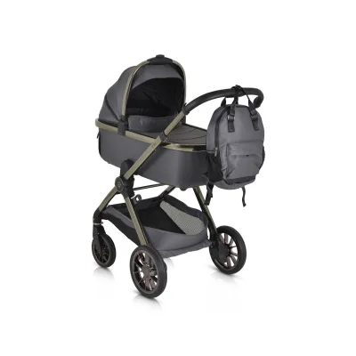 Cangaroo Kinderwagen 2 in1 iClick klappbar, Wickeltasche, Sportsitz, Babywanne grau