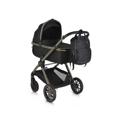 Cangaroo Kinderwagen 2 in1 iClick klappbar, Wickeltasche, Sportsitz, Babywanne schwarz