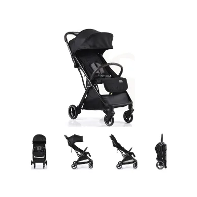 Cangaroo Kinderwagen Buggy easy Fold Alu Sonnendach verstellbar, faltbar, Korb schwarz