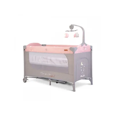 Cangaroo Reisebett Once upon a time, 2 Ebenen, Seiteneingang, Matratze, Mobile rosa