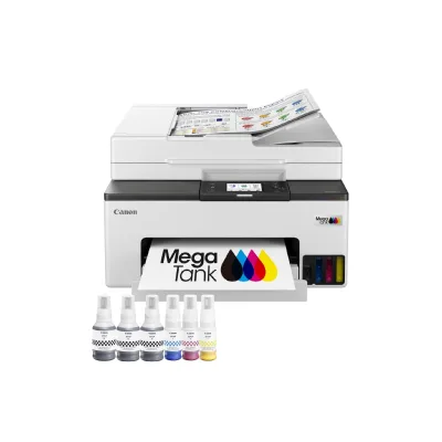 CANON MAXIFY GX2051, Schwarz, Weiß Multifunktionsdrucker (Tintenstrahldrucker, 4-in-1, Drucker, Scanner, Kopierer und Fax, WLAN, USB, AirPrint, Duplex)