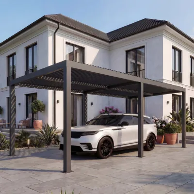 Carport MCW-L46, Autoüberdachung Garage Unterstand, 11cm-Aluminium-Gestell, Regenrinne sturmfest, 3x6m ~ anthrazit