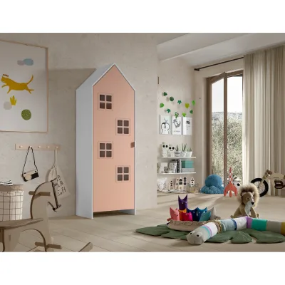 CASAMI BRUGES Schrank mit 1 Tür, 4 Fenster, Ausführung MDF pink lackiert