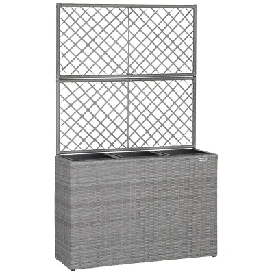 Casaria Polyrattan Blumenkasten mit Rankgitter Grau