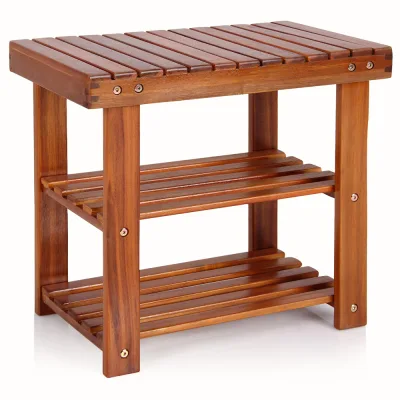 Casaria Schuhregal 2in1 Braun Akazienholz 50x30x46cm