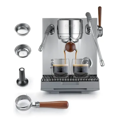 Caso EspressoGourmet Advanced Siebträger-Espressomaschine (19 bar Ulka-Pumpe, PID-Temperatursteuerung, 3000 Watt, Edelstahl-Dampflanze, automatische Vorbrühfunktion, 2 l Wassertank, LED-Anzeige)