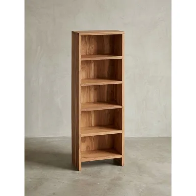 CD-Regal Massivholz 5 Fächer Landhausstil MUMBAI, Akazie 30x17x90 cm