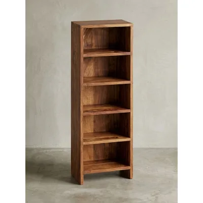 CD-Regal Massivholz 5 Fächer Landhausstil MUMBAI, Dunkelbraun 30x17x90 cm