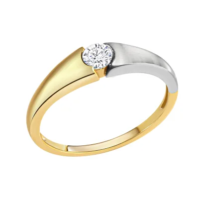 Celesta Gold Ring Gold 375 zweifarbig mit weißem Zirkonia-Stein