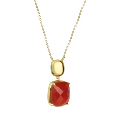 Celesta Silber Anhänger mit Kette 925 Sterling Silber vergoldet Chalcedon