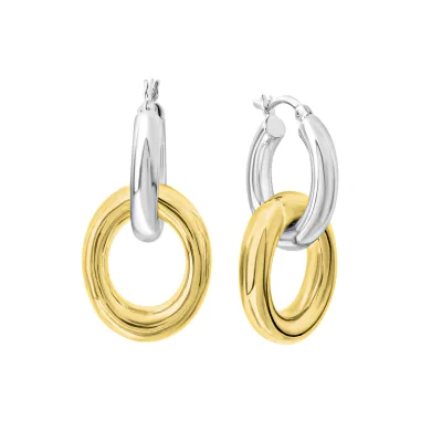 Celesta Silber Creolen mit Einhänger 925 Sterling Silber zweifarbig