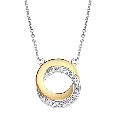 Celesta Silber Halskette 925 Silber 2farbig mit Zirkoniasteinen