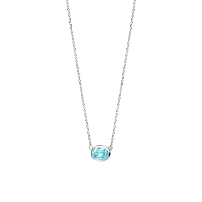 Celesta Silber Halskette 925 Silber rhodiniert mit echten Blautopasen
